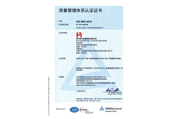 ISO9001中文證書